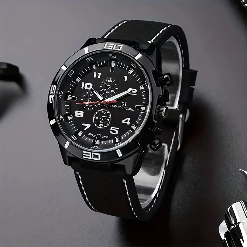 3pc/set Fashion Simple Mens Watch Analog silicone Male Watch Casual Men's Quartz Wrist Watch Ideal Choice for Thanksgiving Gifts